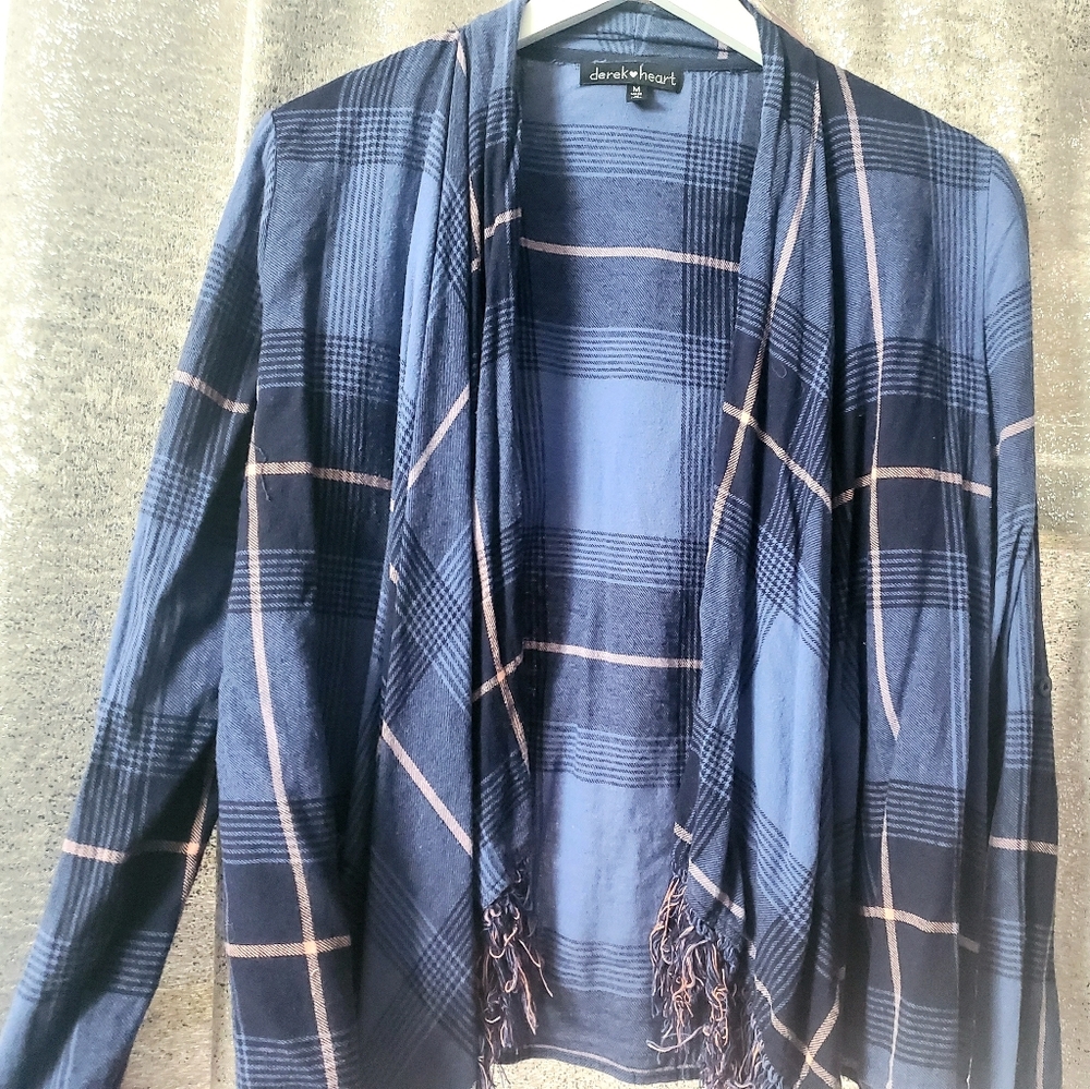 Womens shrug blue plaid size medium